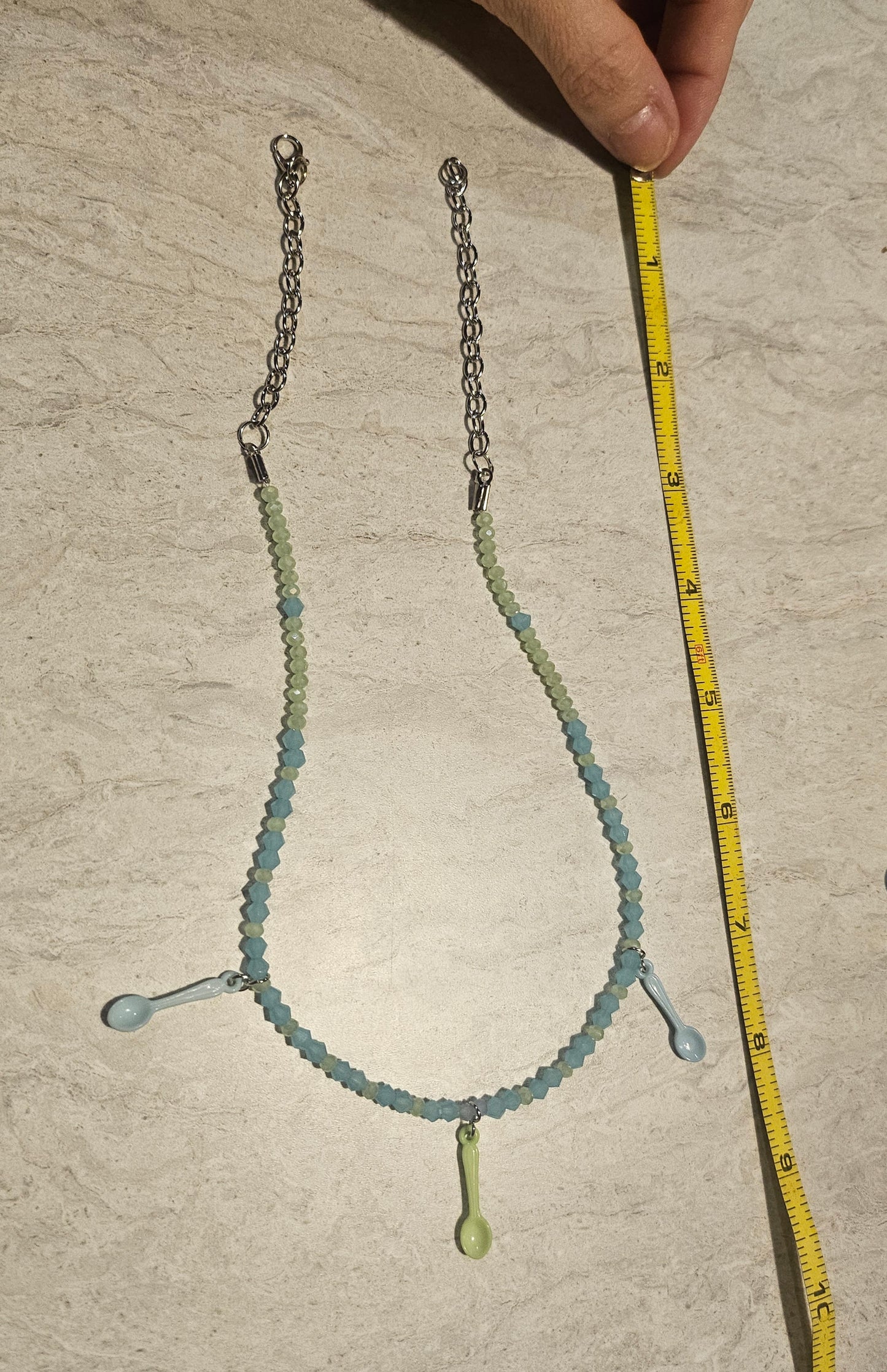 8" Green/Blue Spare Spoons necklace