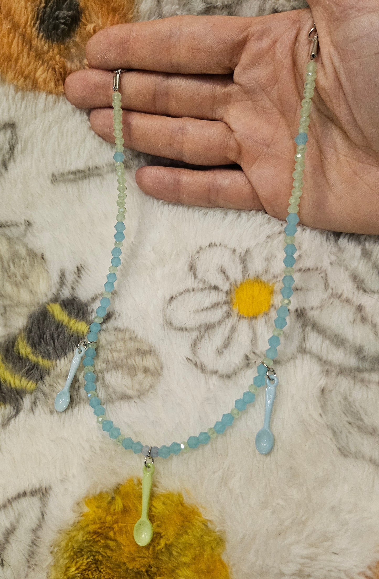 8" Green/Blue Spare Spoons necklace