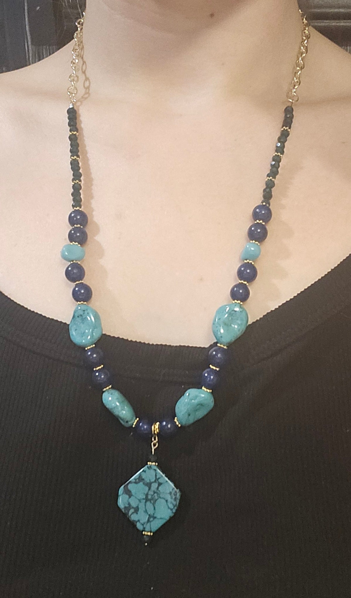 11" Lapis Lazuli and Turquoise Necklace