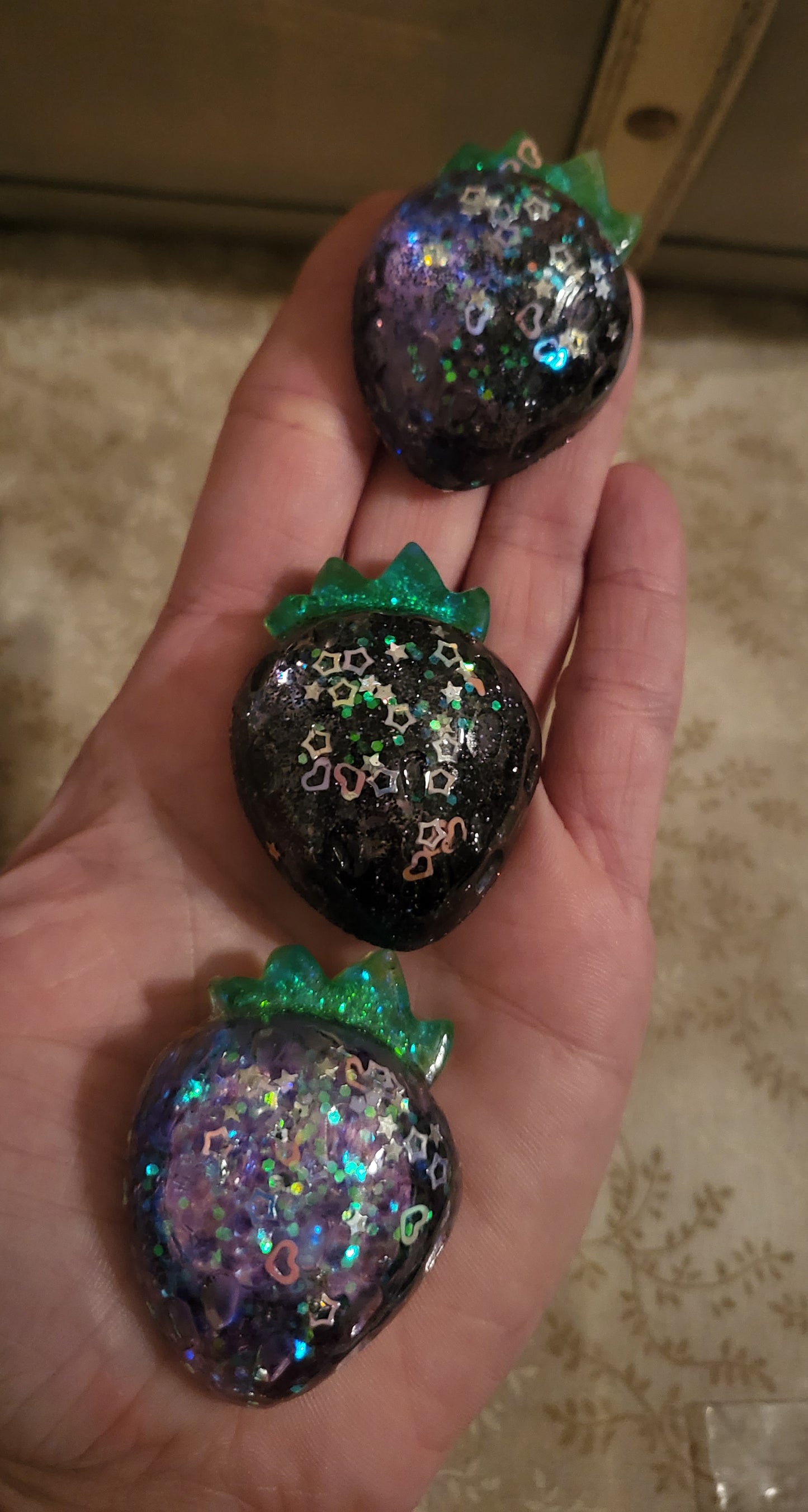 Purple/Stars Strawberry Magnet set
