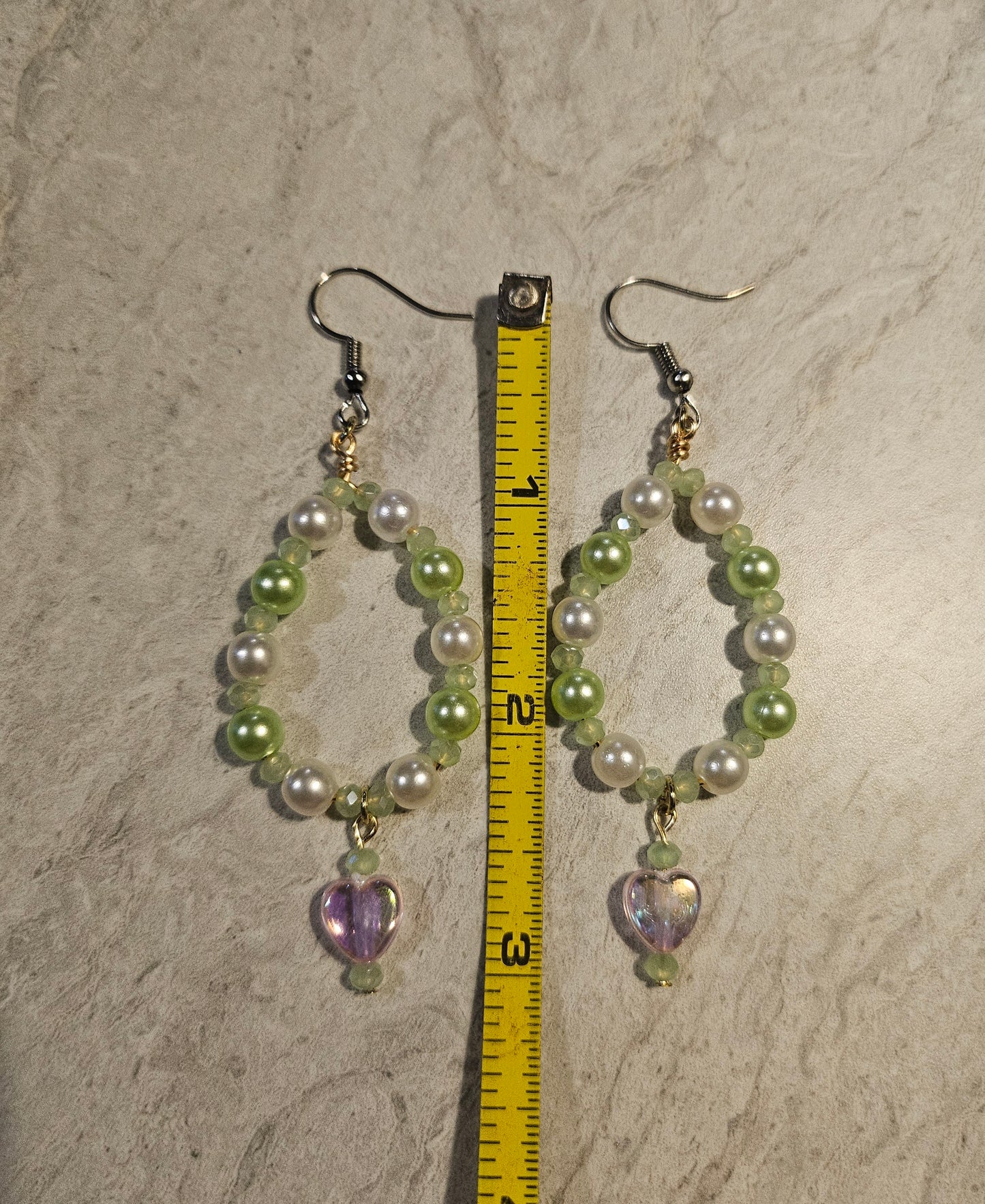 3" Kiwi Heart earrings