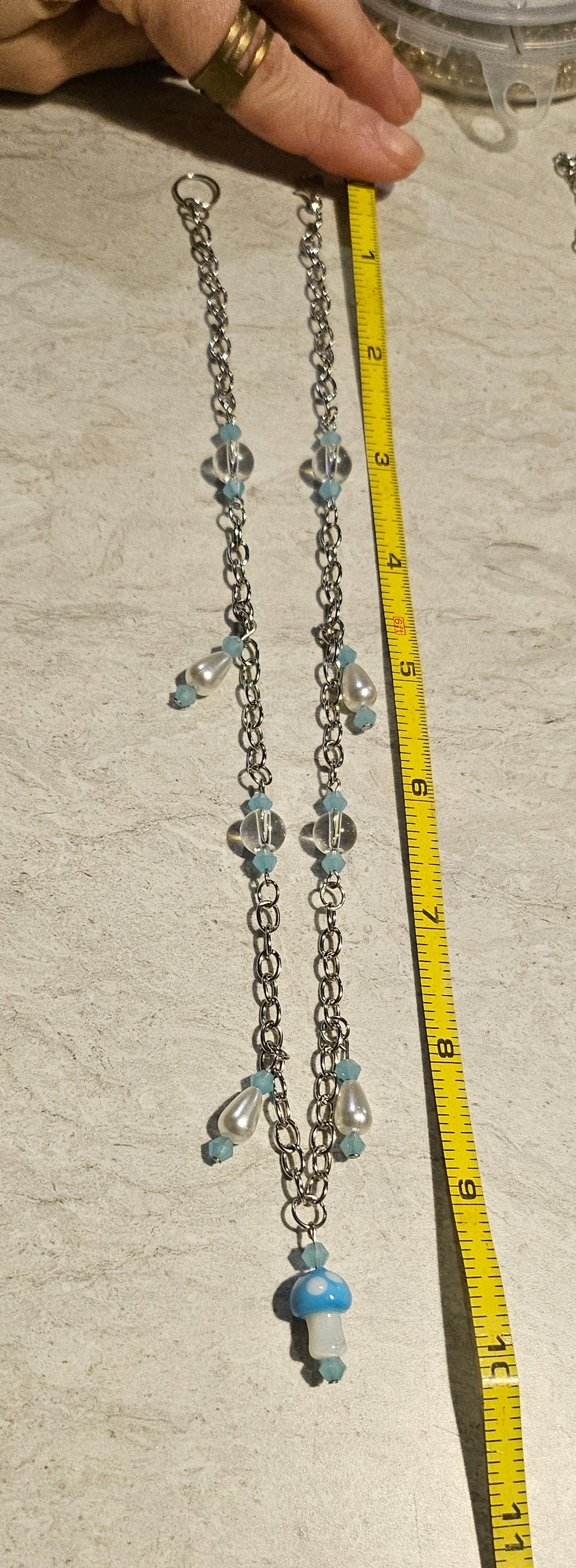 10" Cyan Mushie Necklace