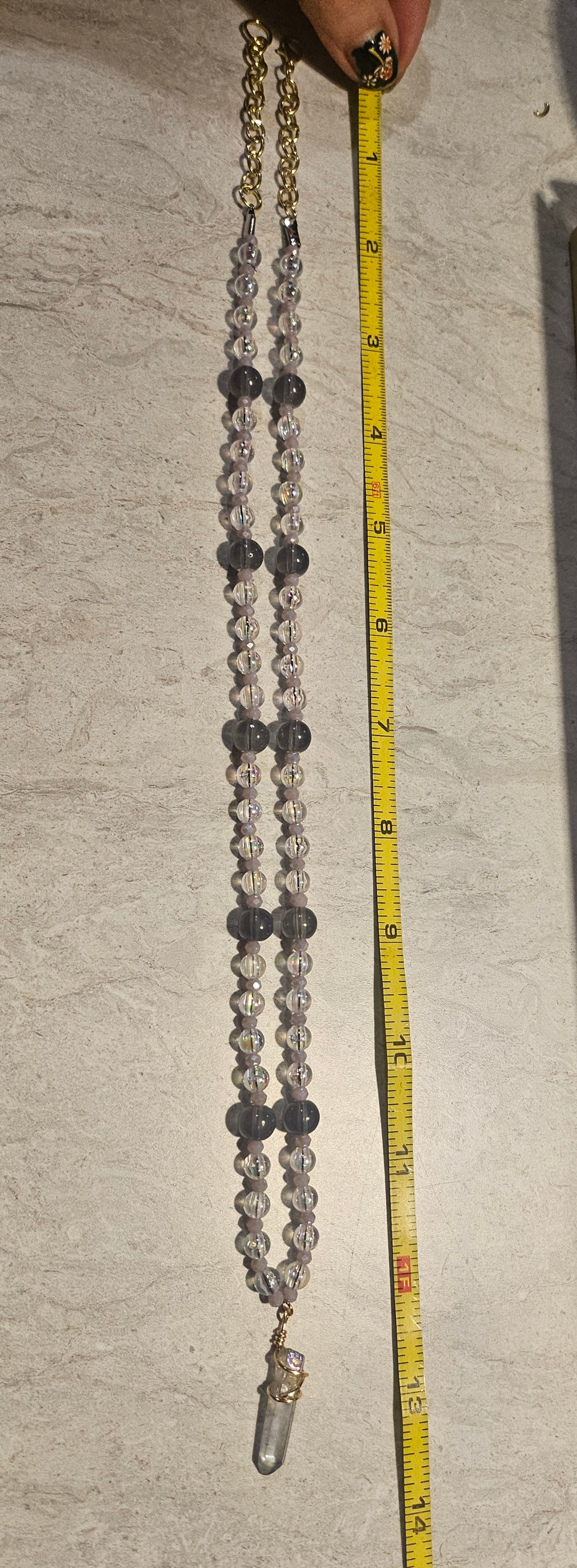 12" Iridescent Grey Crystal Necklace