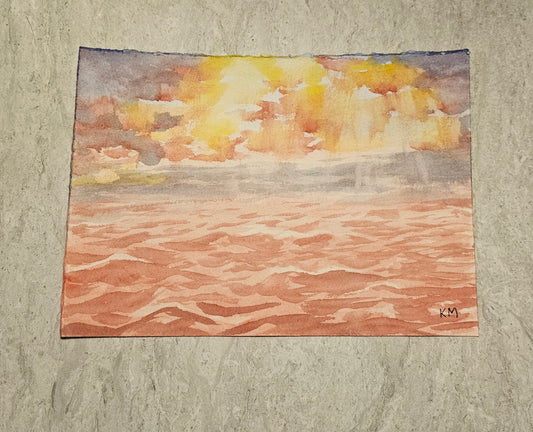 Dusky Sea 5x7 Original Watercolor