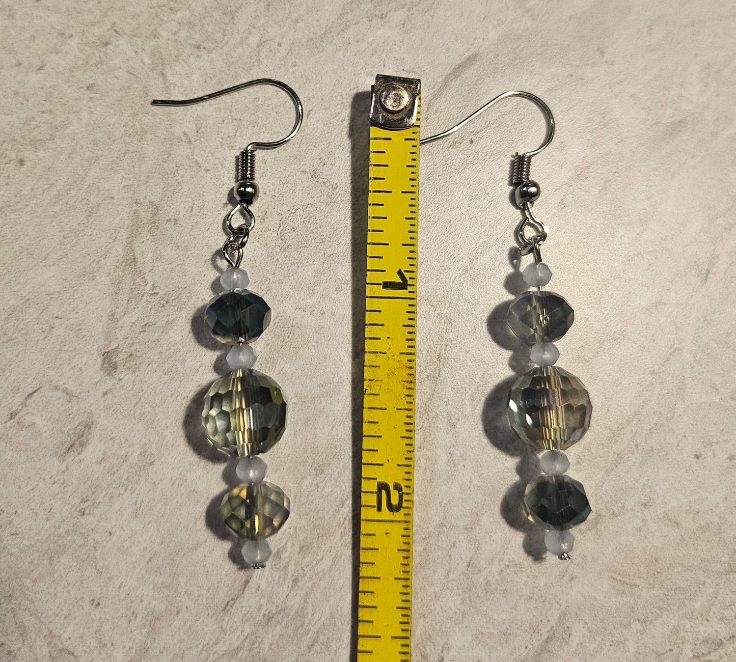 2" Blue Iridescent Earrings