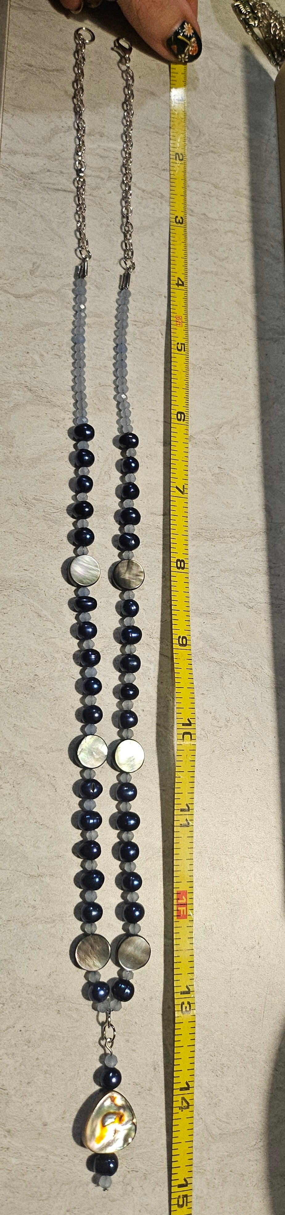 Abalone/Black Pearl 13" Necklace