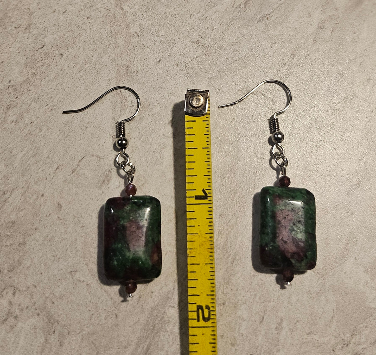2" Ruby Zoisite/Garnet Earrings