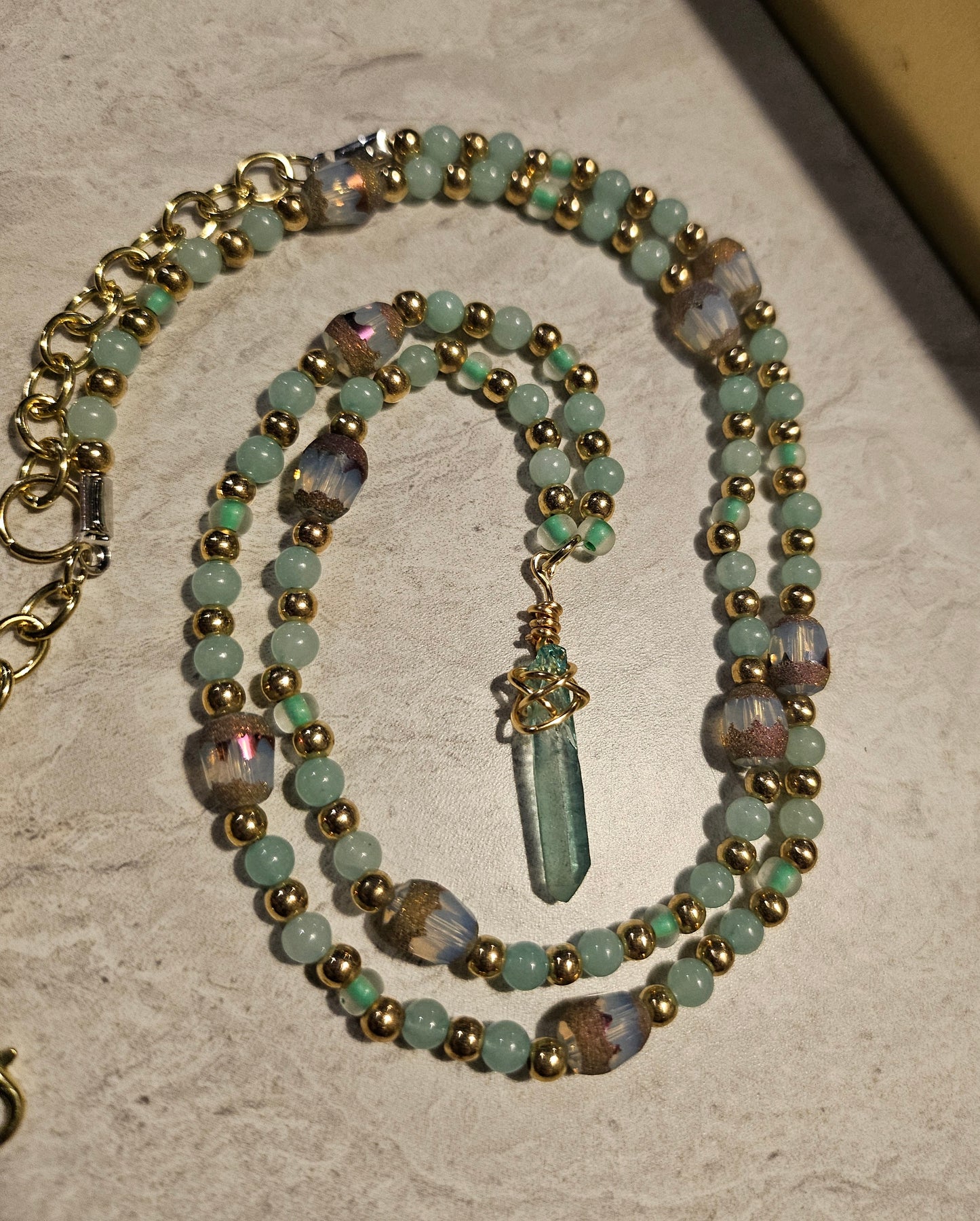 13" Teal Crystal Necklace