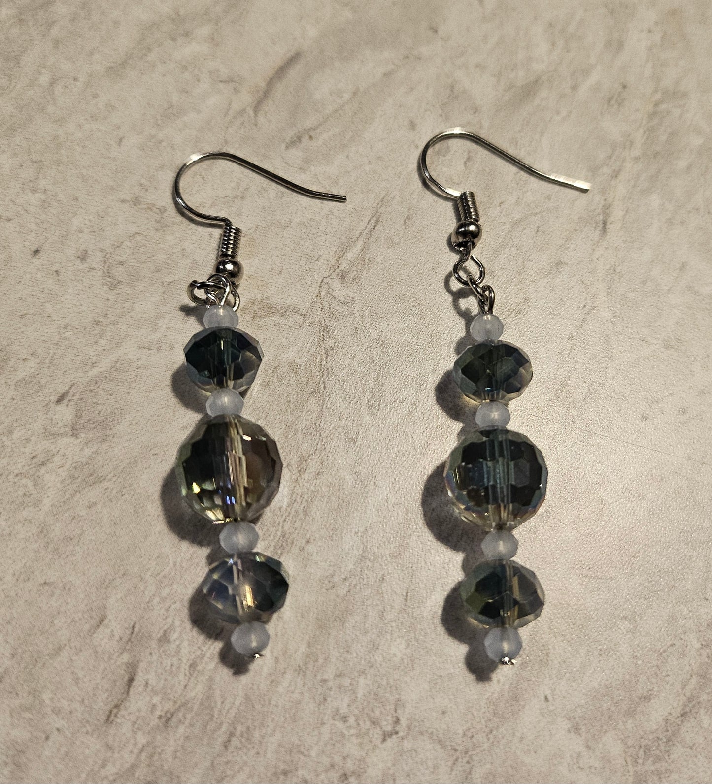2" Blue Iridescent Earrings