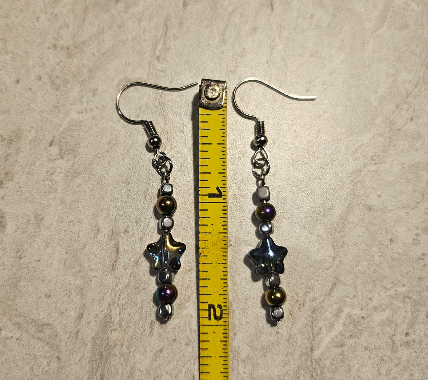 2" Purple Iridescent Star Earrings