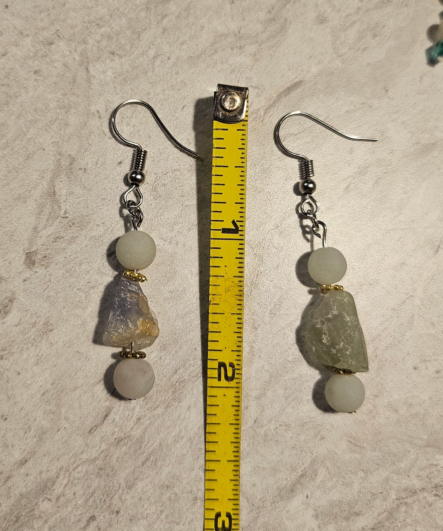 2" Fluorite/Amanzonite Earrings