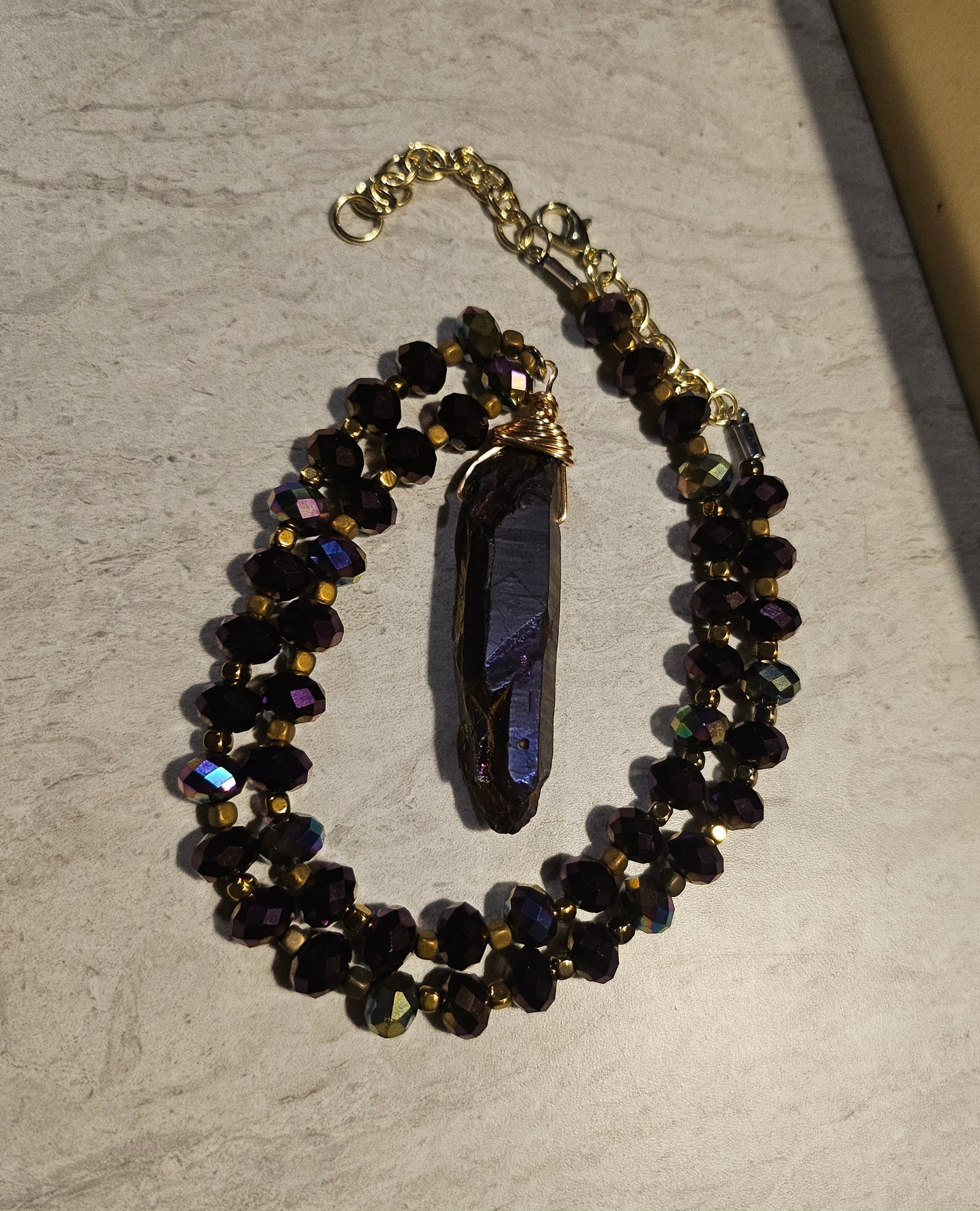10" Midnight Purple Beaded Necklace