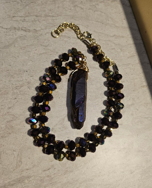 10" Midnight Purple Beaded Necklace
