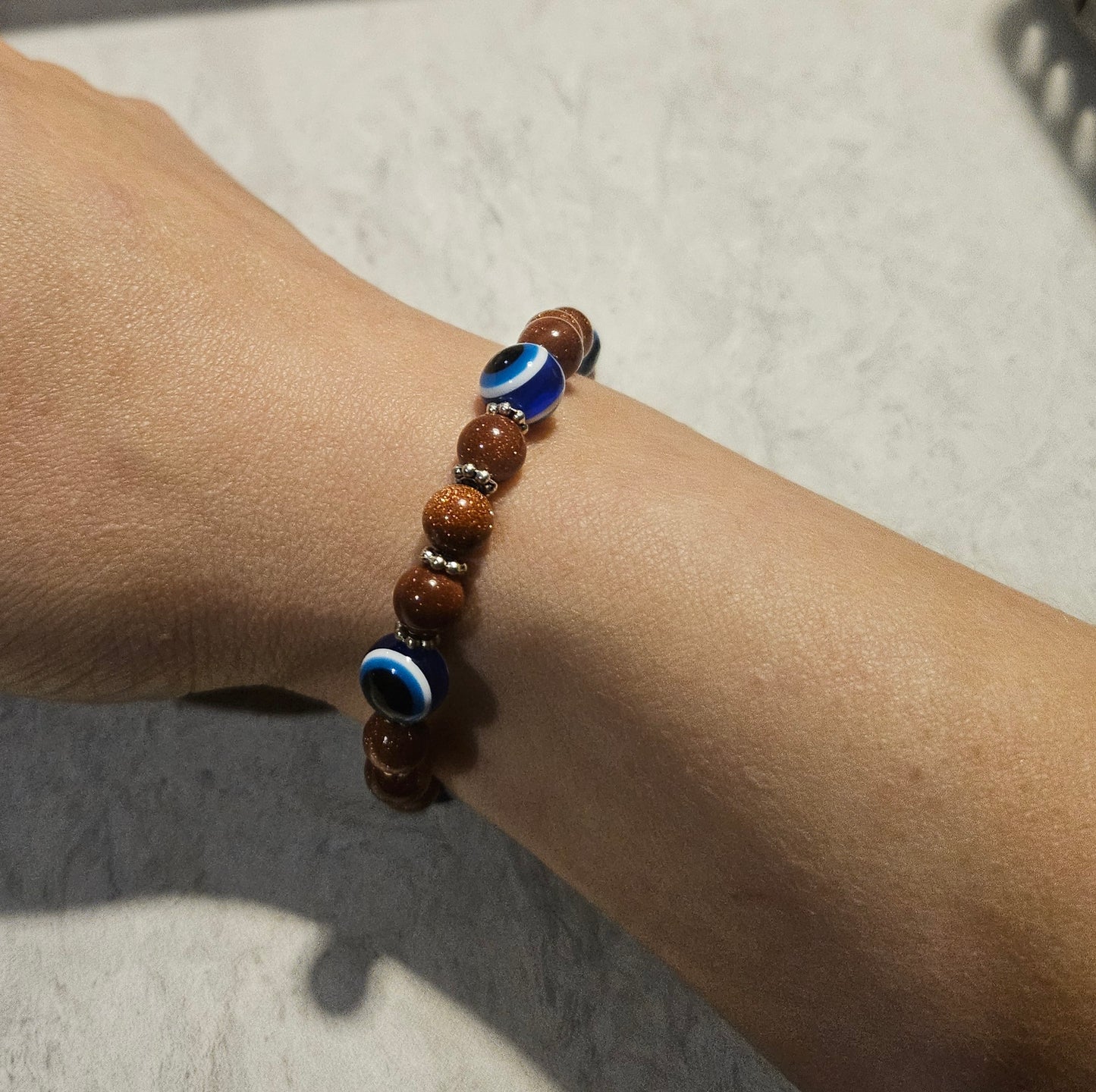 6" Goldstone Evil Eye Bracelet