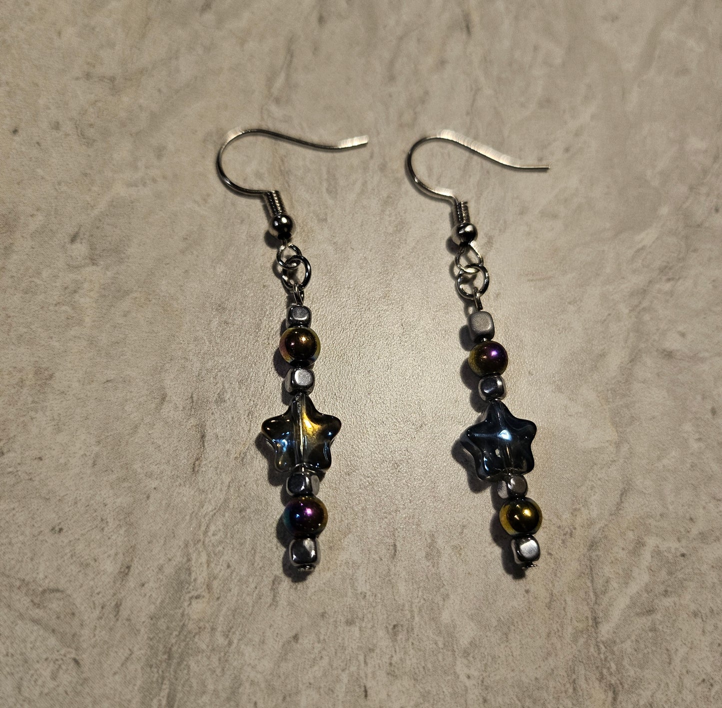 2" Purple Iridescent Star Earrings