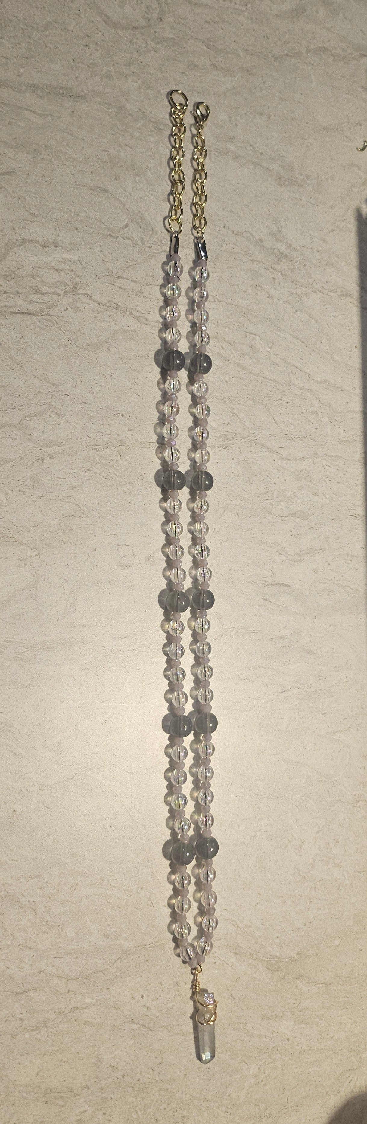 12" Iridescent Grey Crystal Necklace