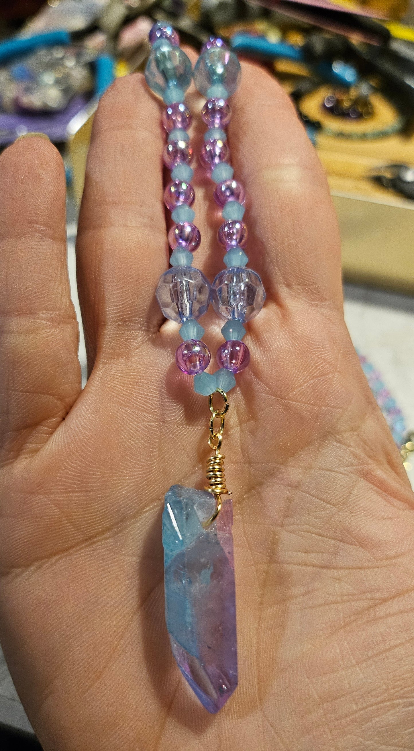 16" Cotton Candy Crystal Necklace