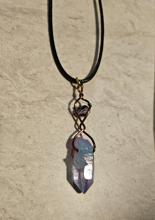 11" Blue/Pink Crystal Necklace