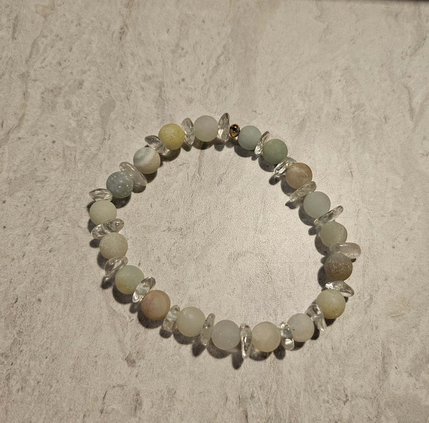 Amanzonite/Clear Quartz 6-7" Stretchy Bracelet