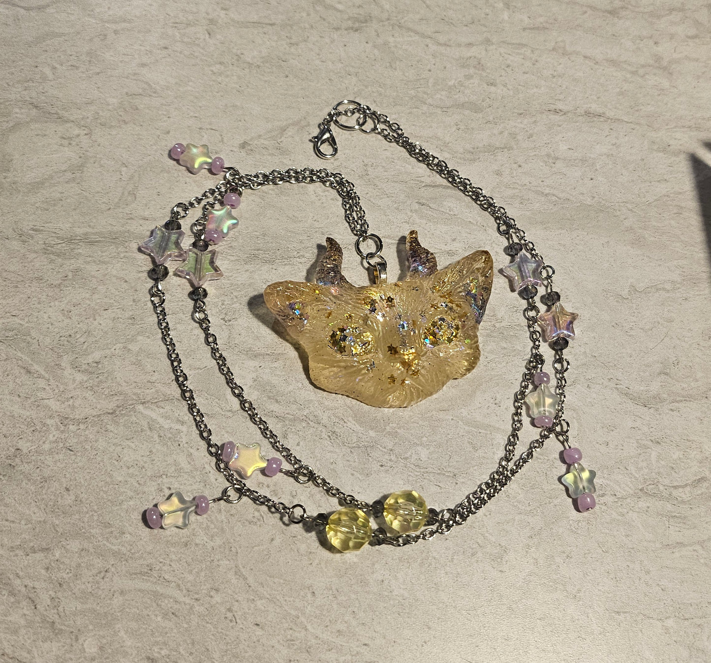 12" Golden Eyed Odd Kitty Necklace