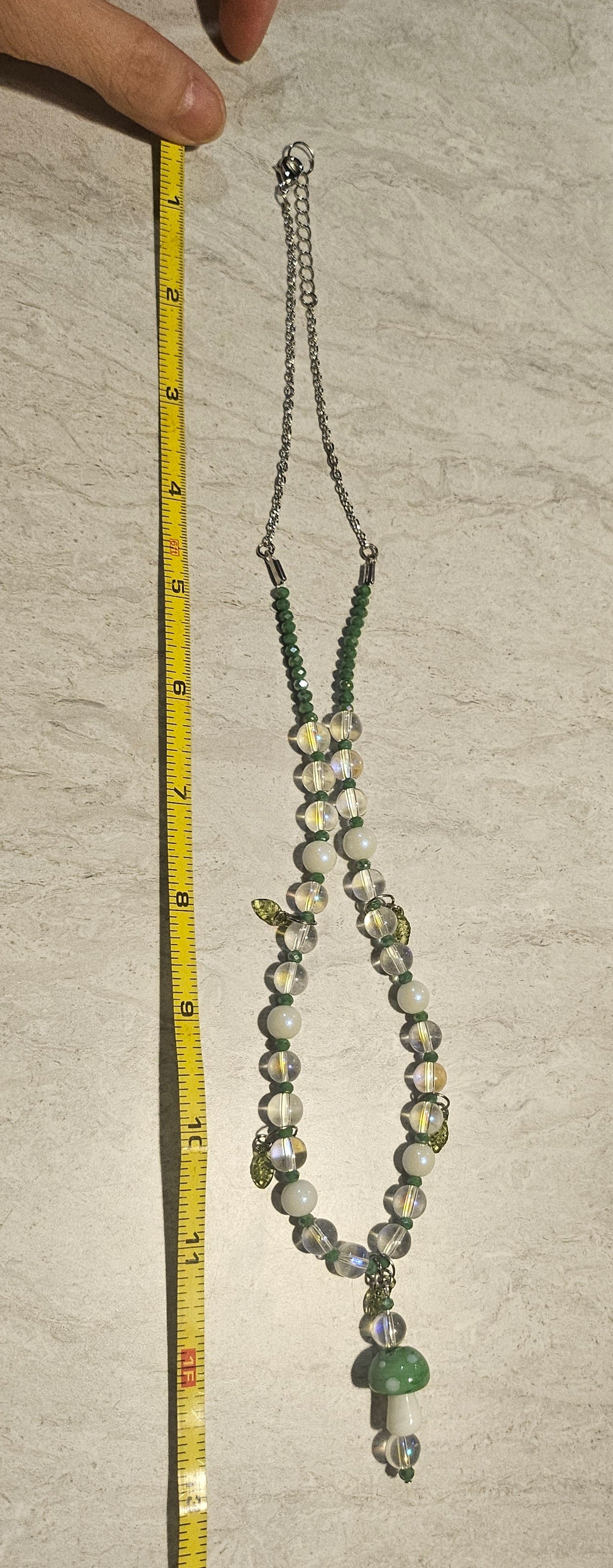 11" Light Green Mushroom Necklace