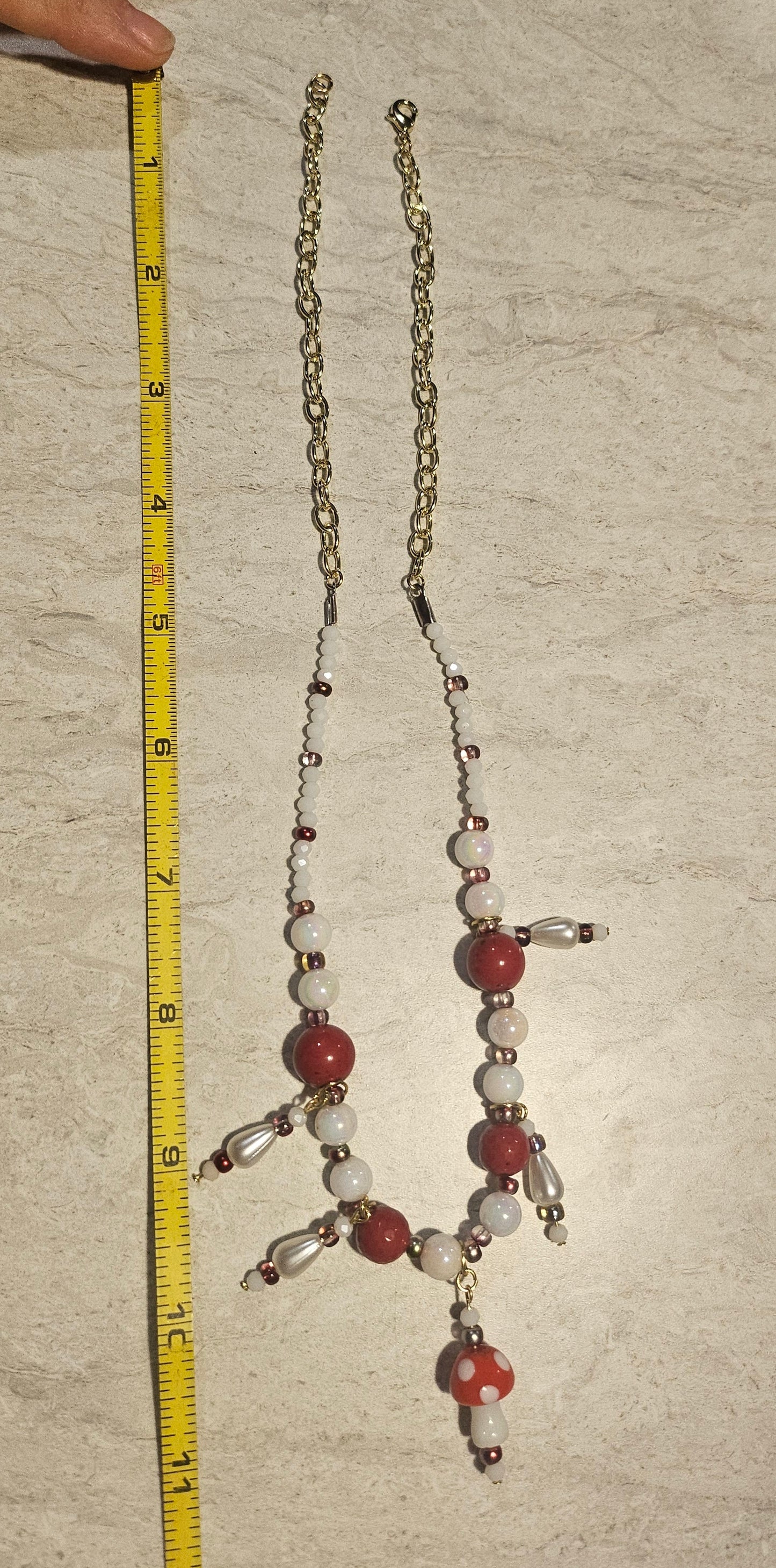 10" Red Mushroom Necklace