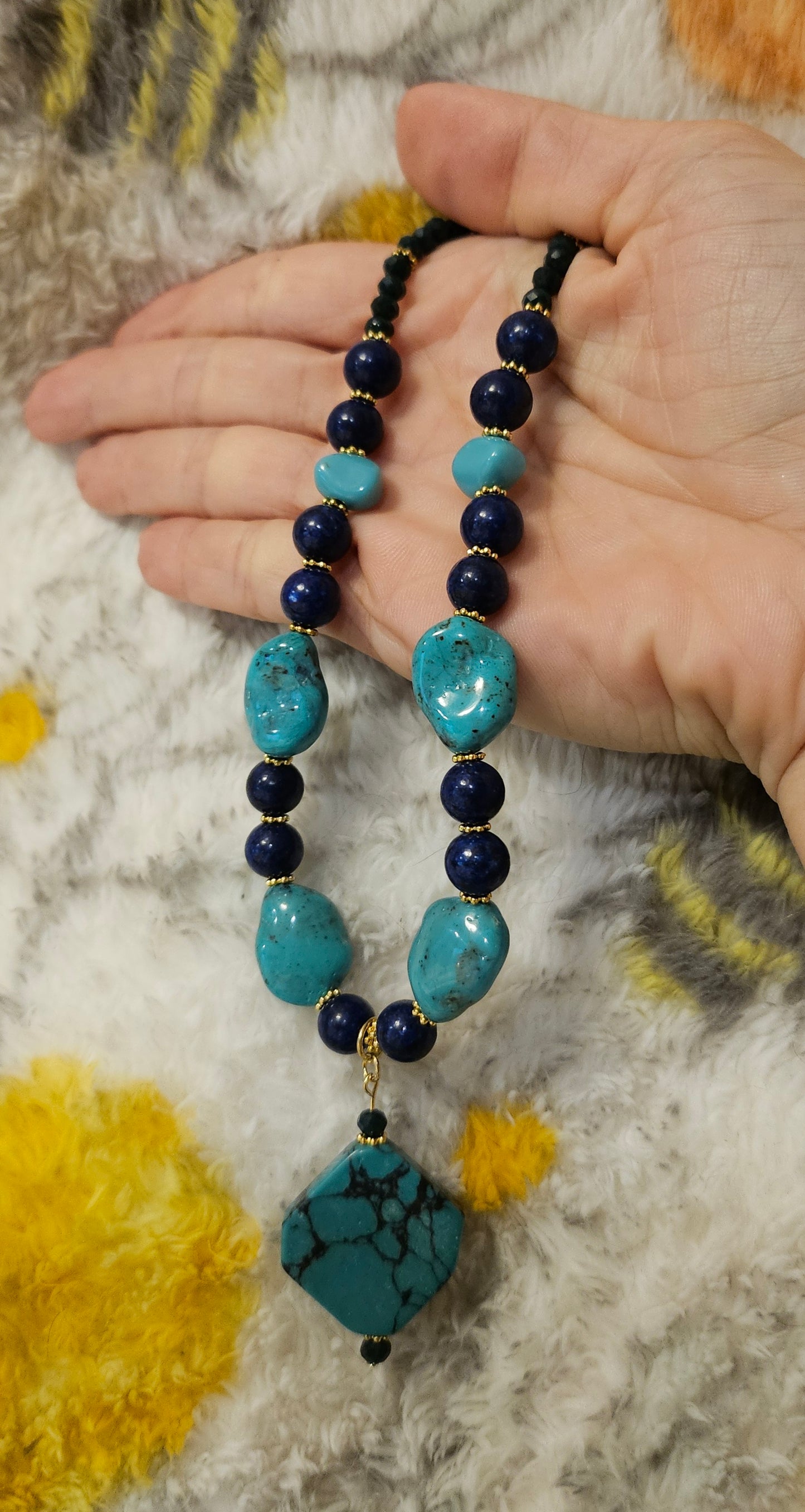 11" Lapis Lazuli and Turquoise Necklace