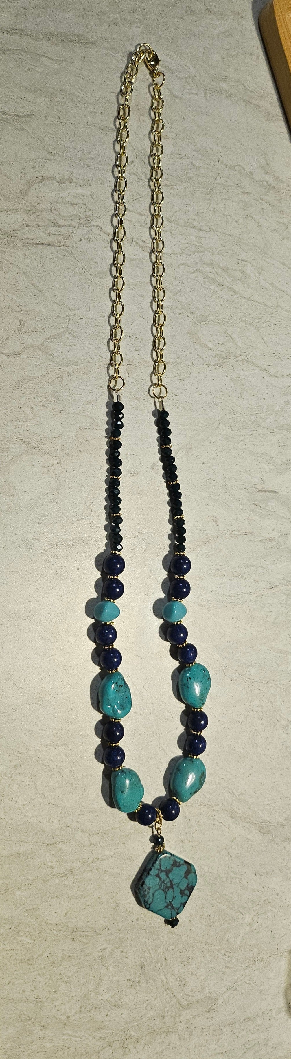 11" Lapis Lazuli and Turquoise Necklace