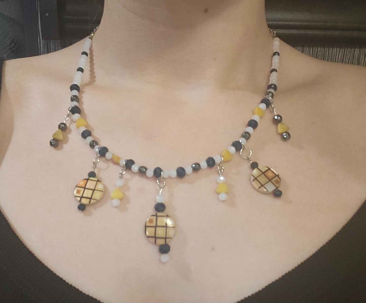 8" Orange Check Necklace