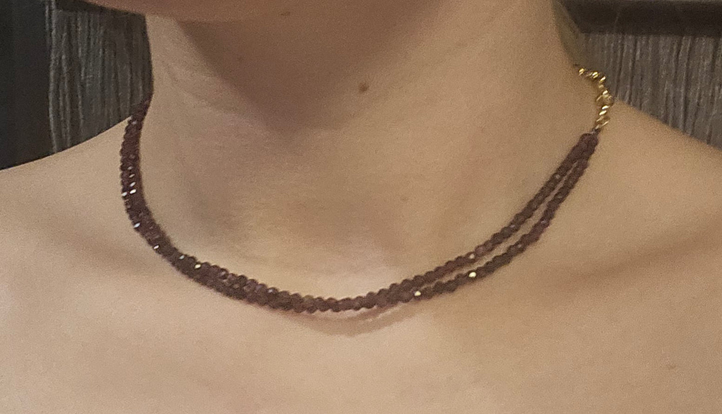 8" Garnet Gashed Throat Choker gold