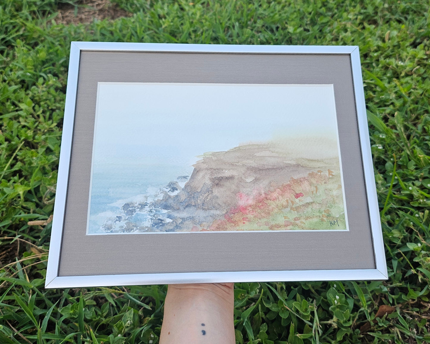 Misty Coast Framed Watercolor