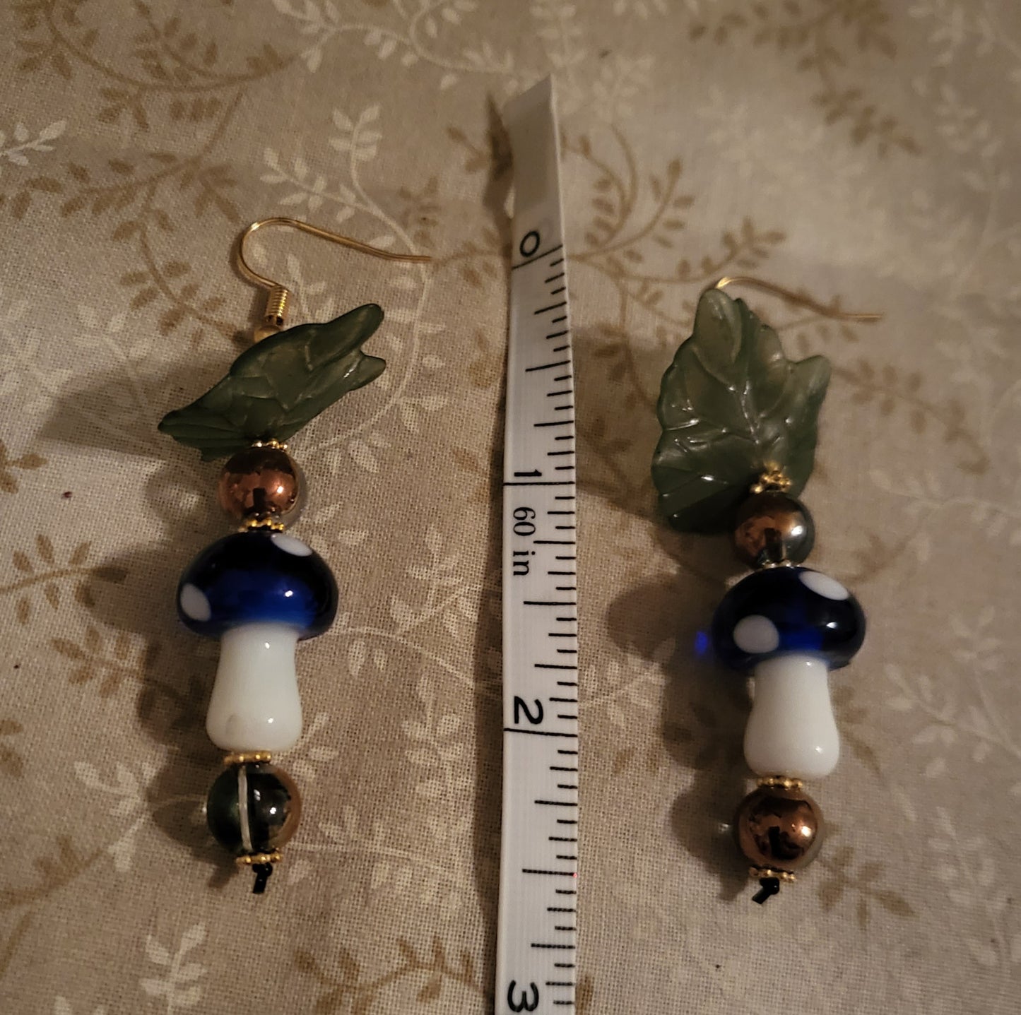 Blue/Iridescent Mushroom Earrings