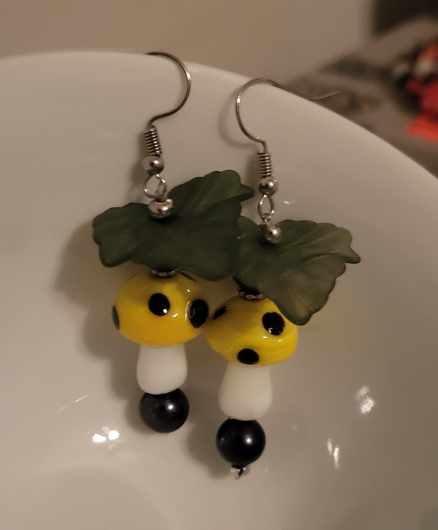 Yellow Mushroom Earrings