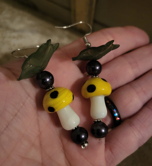 Yellow Mushroom Earrings