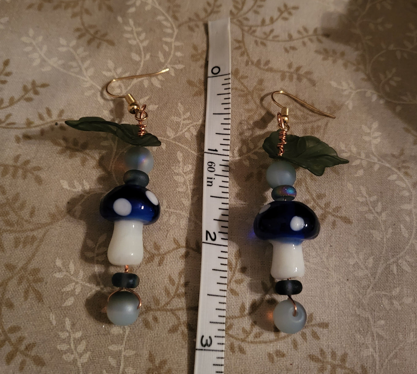 Blue Mushroom Earrings