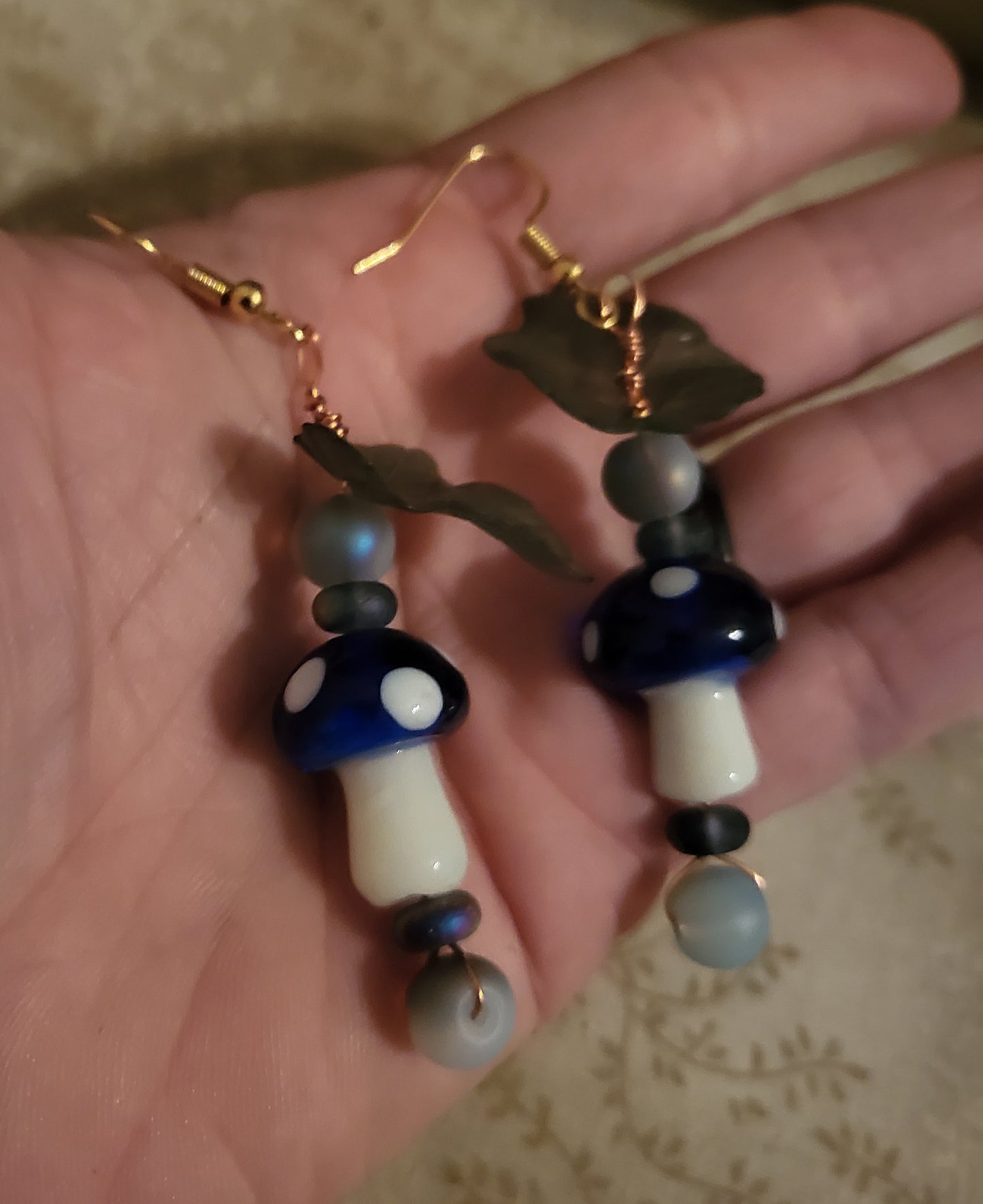 Blue Mushroom Earrings