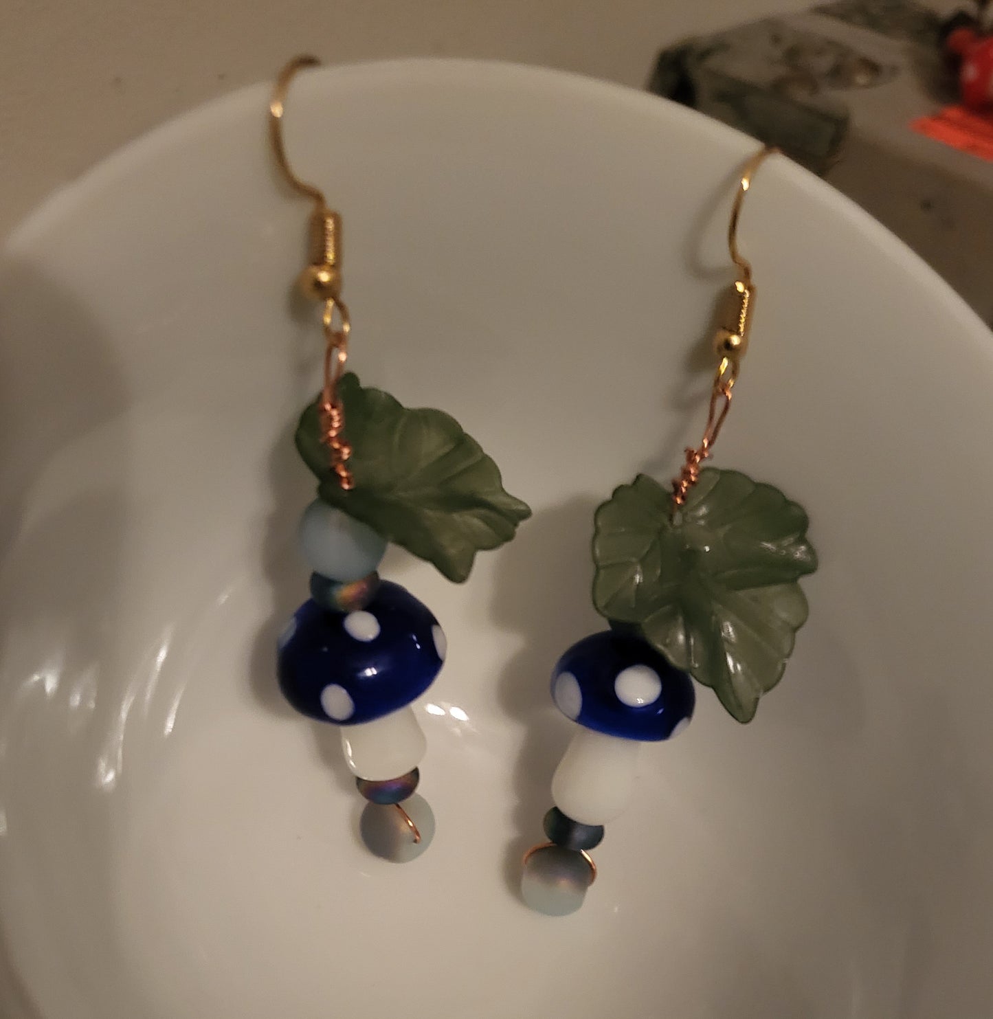 Blue Mushroom Earrings