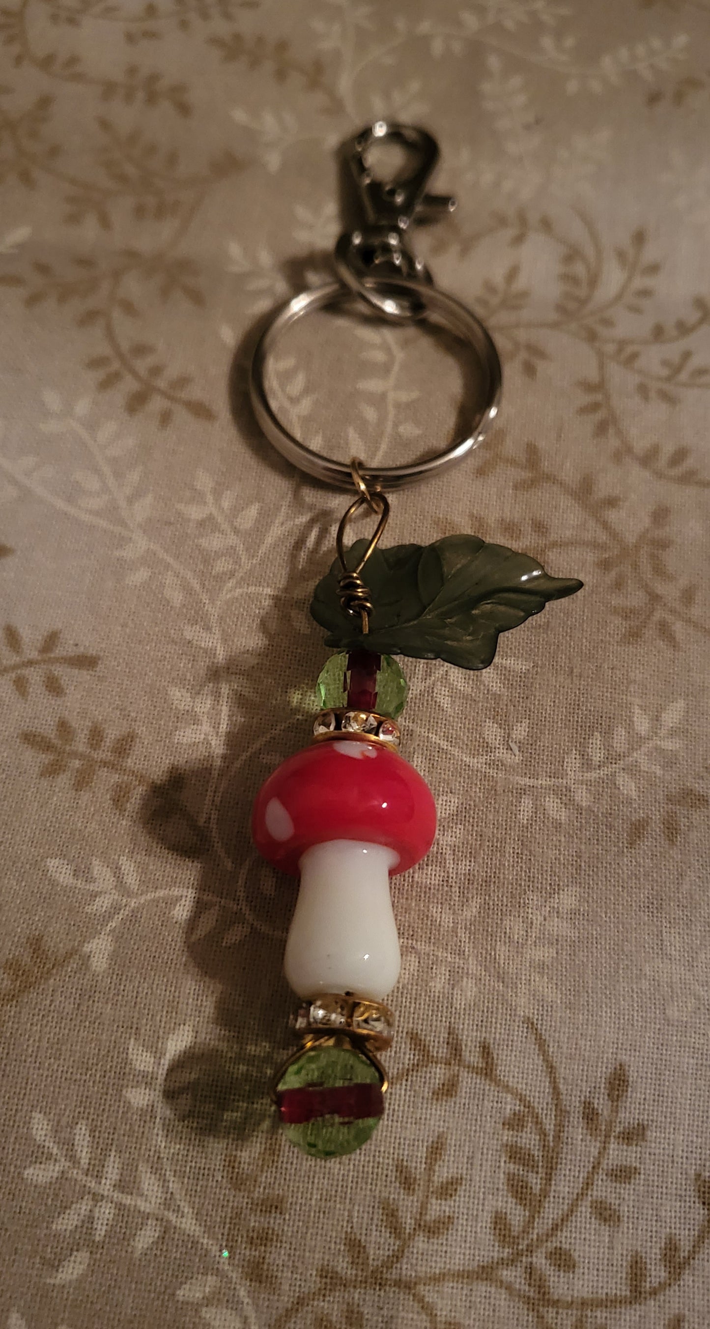 Red Mushroom Green Beads