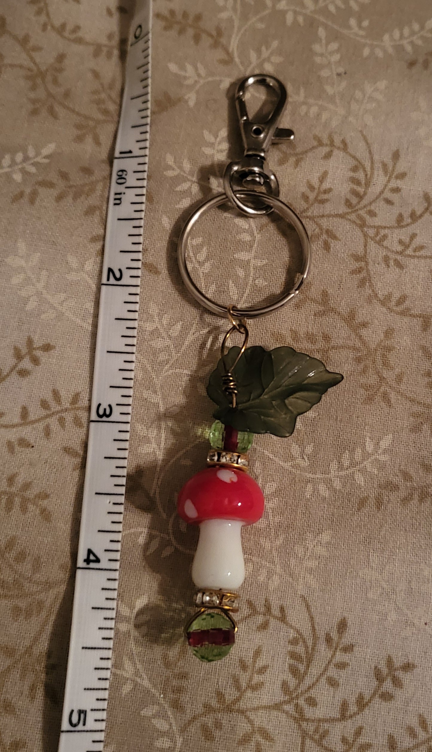 Red Mushroom Green Beads