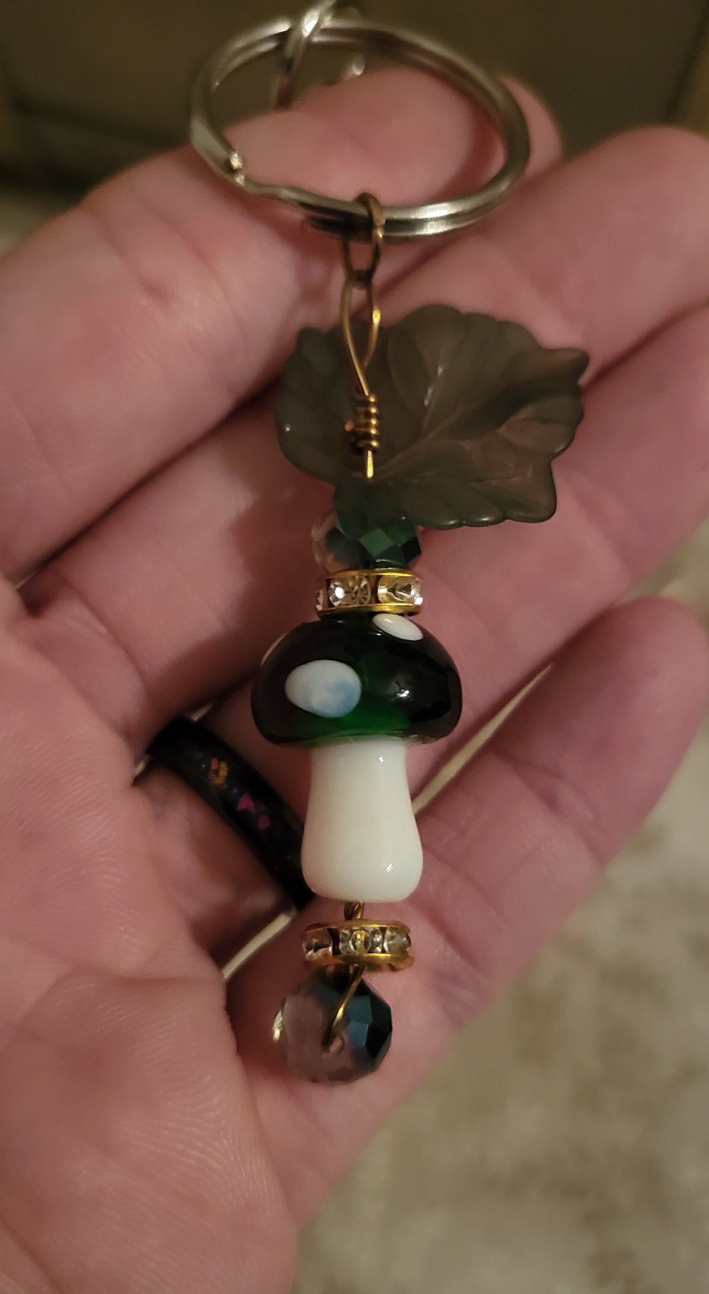 Green Mushroom Keychain