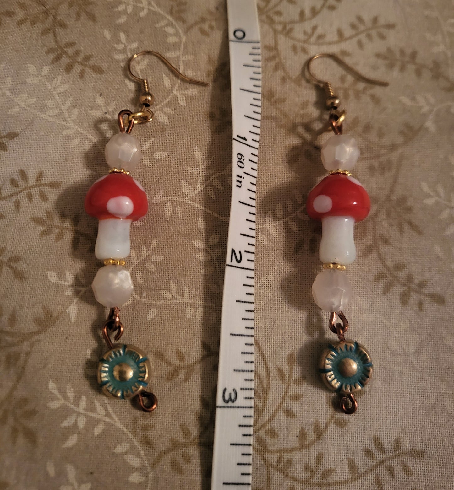 Red Mushroom Dangly Earrings