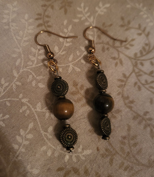 Tigers Eye Dangly Earrings