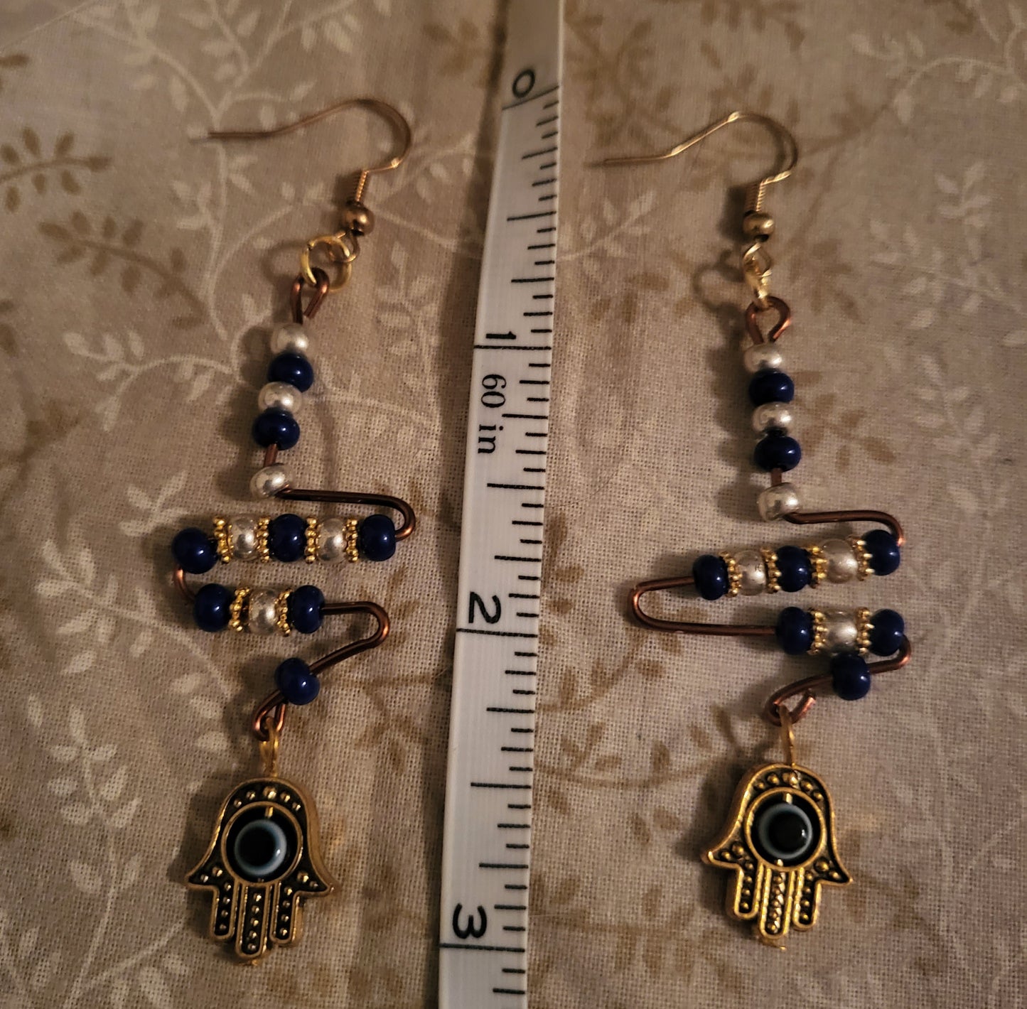 Evil Eye Hand Charm Earrings