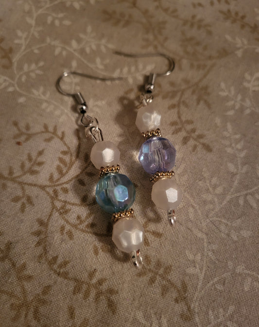 Frosted Blue Dangly Earrings