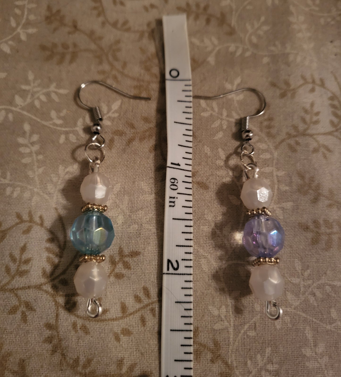 Frosted Blue Dangly Earrings