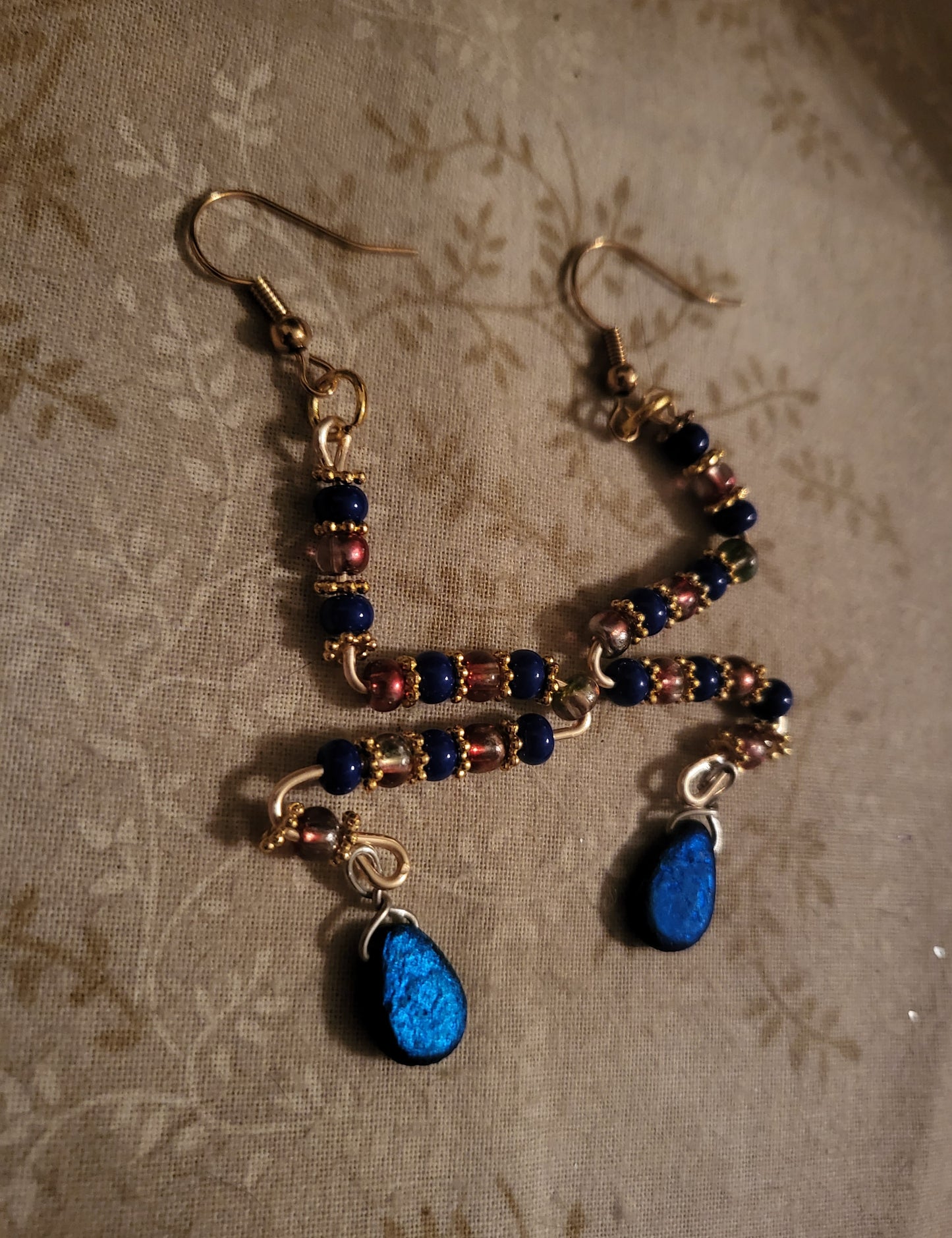 Blue and Red Squiggle Earrings