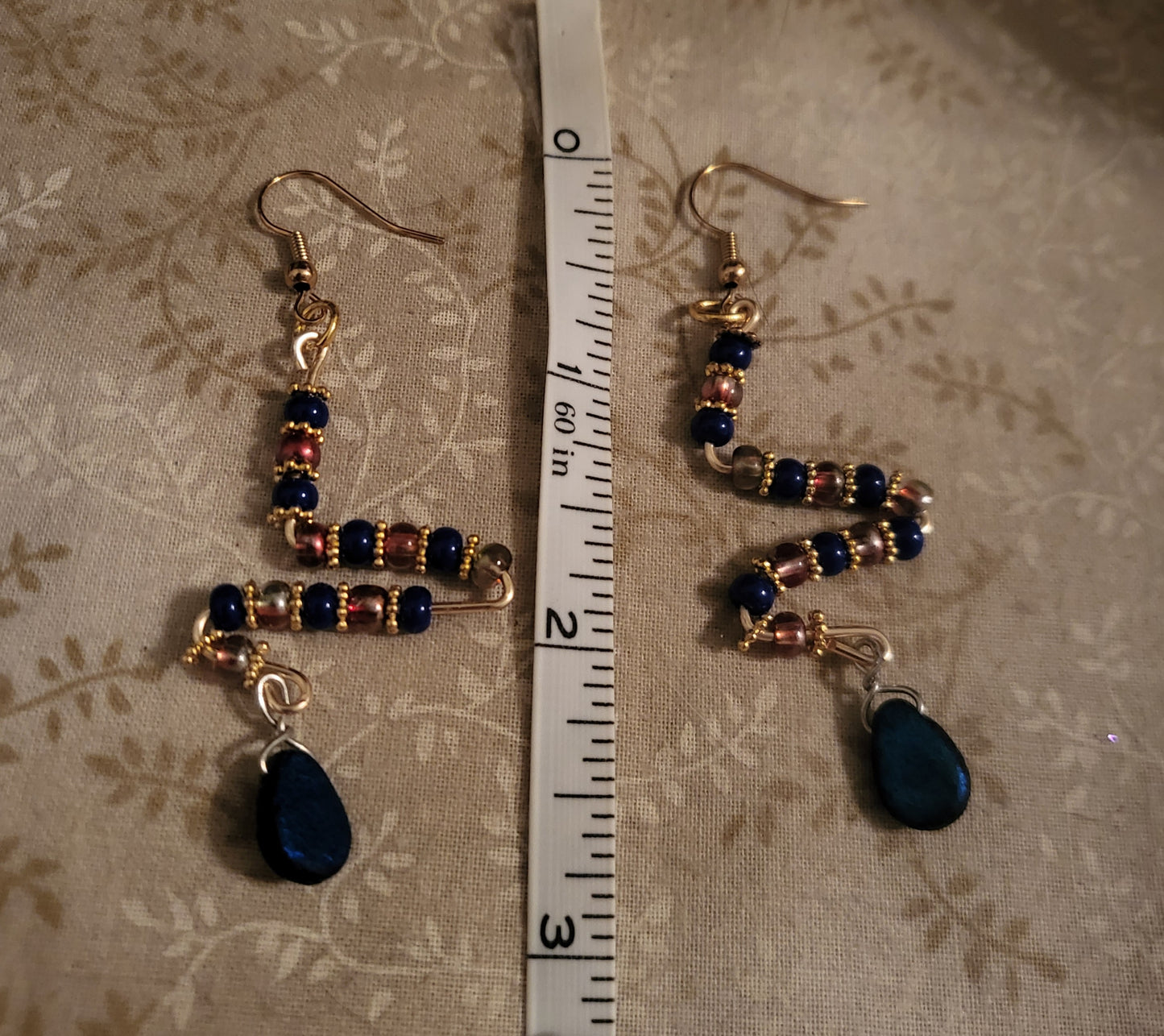 Blue and Red Squiggle Earrings