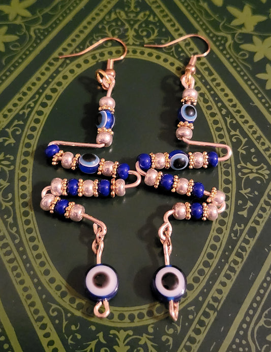 Evil Eye 3" Squiggle Earrings