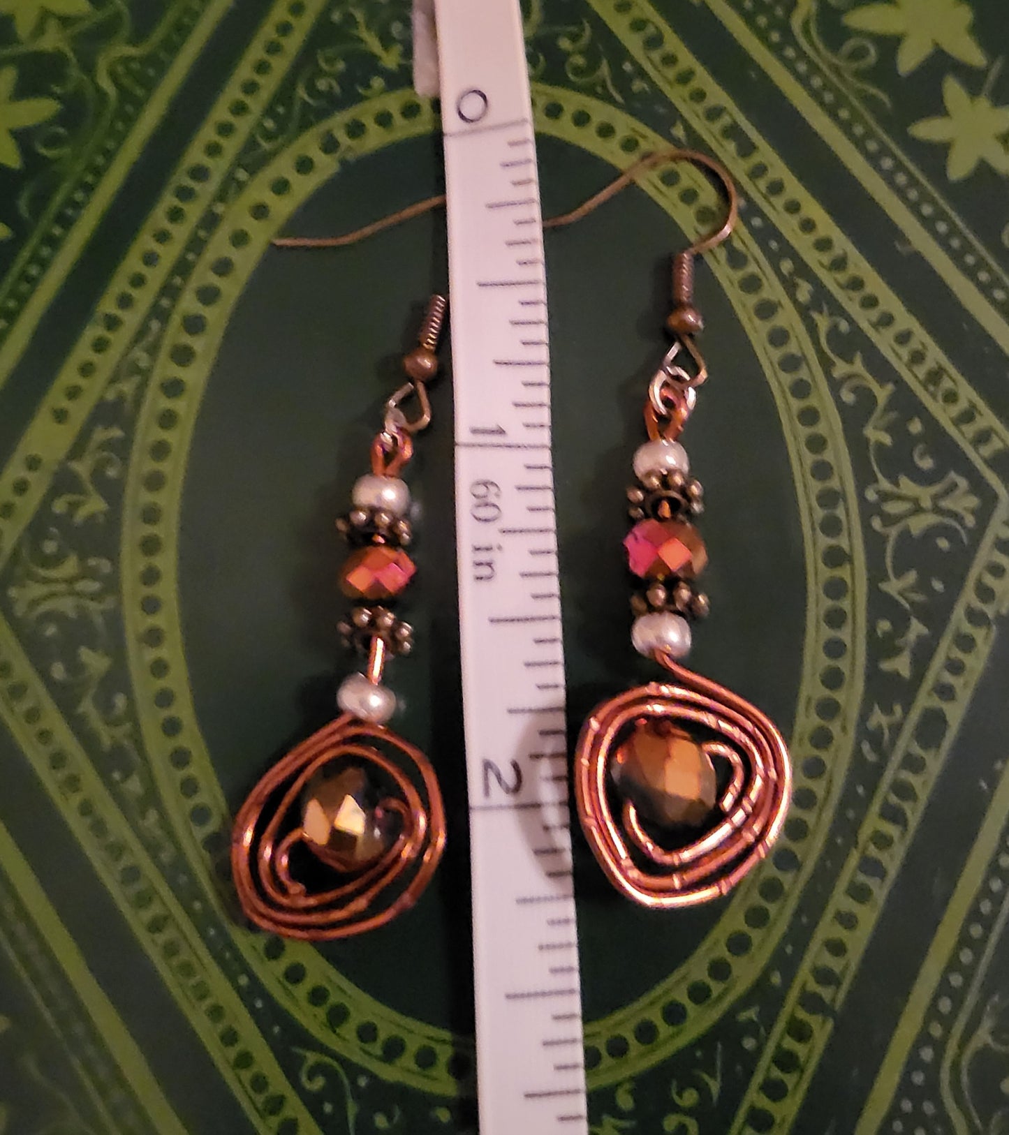 Iridescent Bronze Spiral 2.25" Earrings