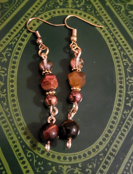 Tigers Eye 2" Dangly Earrings